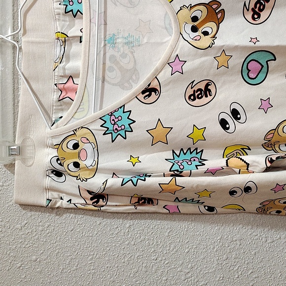 Disney Cream and Multicolor Ladies Pajama Set, Chip And Dale Pajama Set - Picture 6 of 11